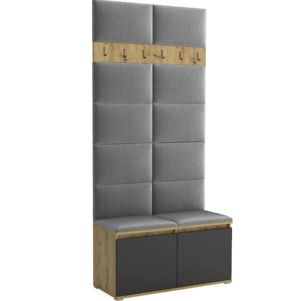 Garderobe LUTON 1 – Farbe Artisan schwraz 33, moderner Schrank 40x100x213 cm, funktionale Lösung für den Flur, Garderobeschrank, Flurmöbel