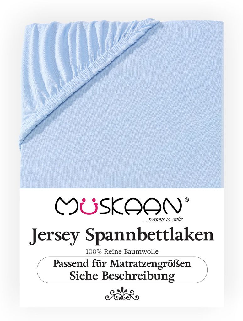 Müskaan Jersey Spannbettlaken 90x200cm - 100x200cm hellblau Produktbild 