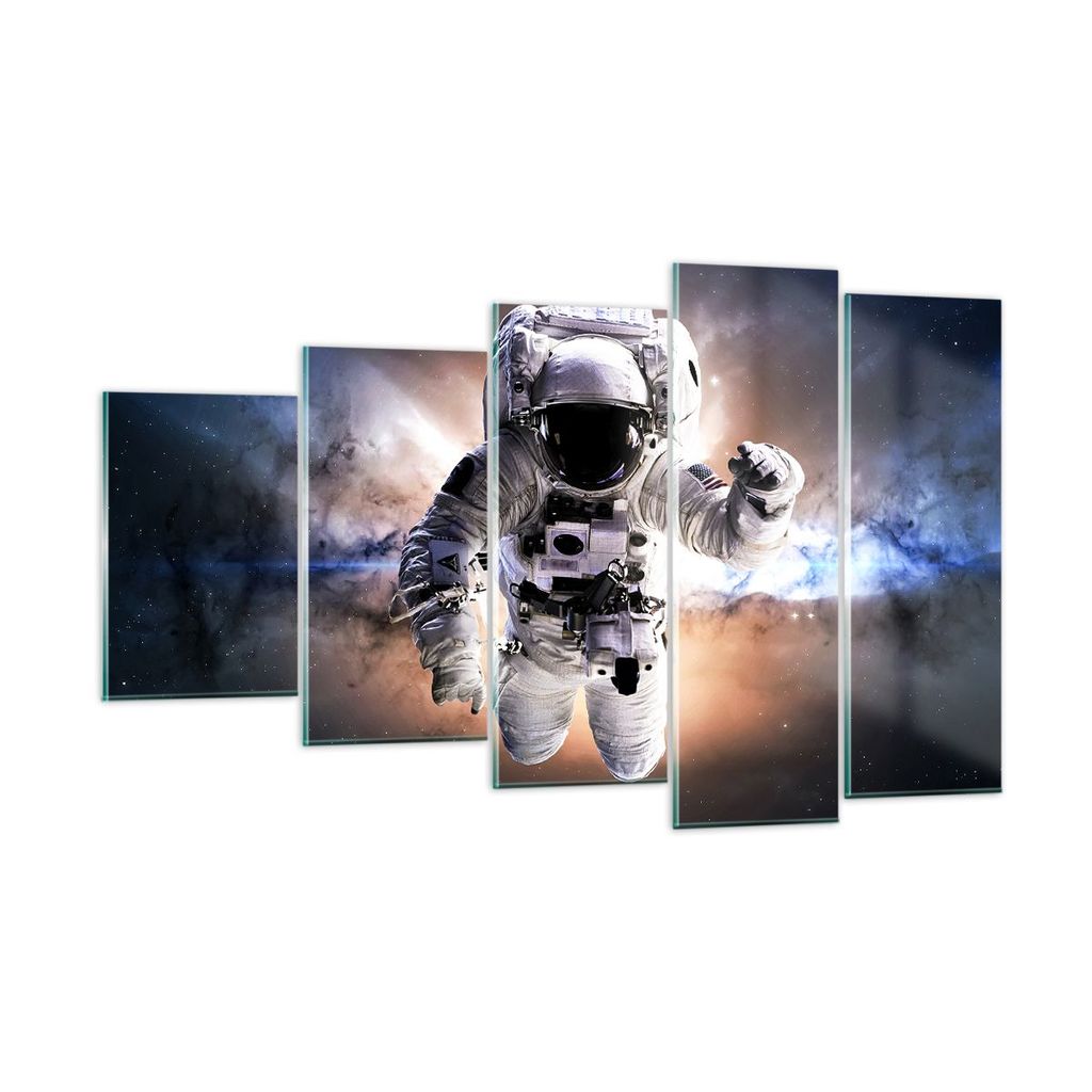 Bilder auf glas - Astronaut Erde Raum - 100x60cm - Glasbilder - Wandbilder - Kunstdruck - zum Aufhängen bereit - Wanddekoration aus Glas - Glas Bi...