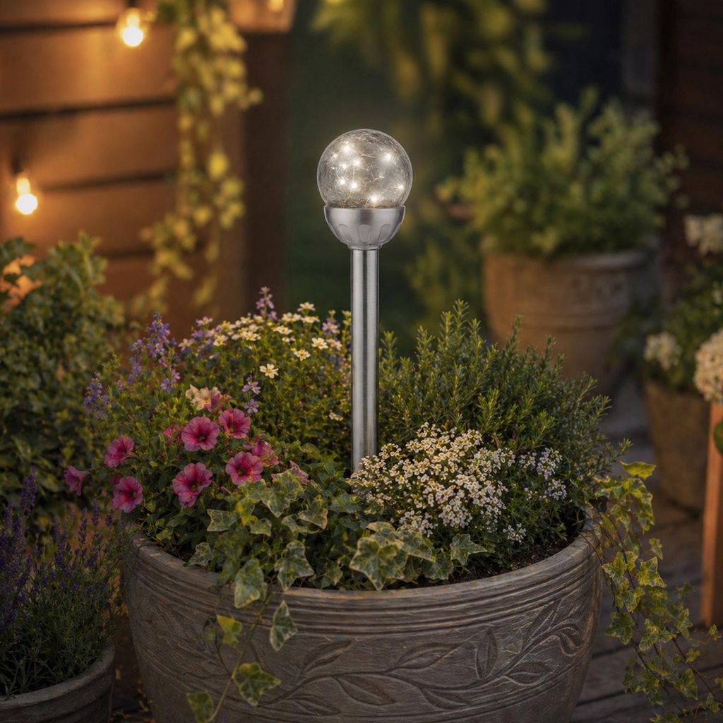 LED Solar Wegleuchte - Gartenleuchte in Bruchglas-Optik  - Produktbild 