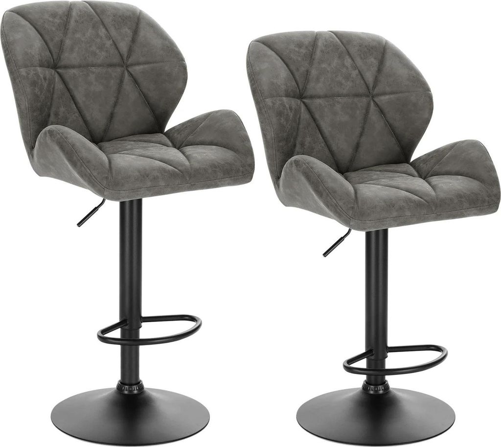 Barhocker 2er-Set - Höhenverstellbar und drehbar - Gaslift, 360° Drehung, Verchromte Fußstütze, Sitzfläche 50x40 cm, Sitzhöhe 60–82 cm, Max...