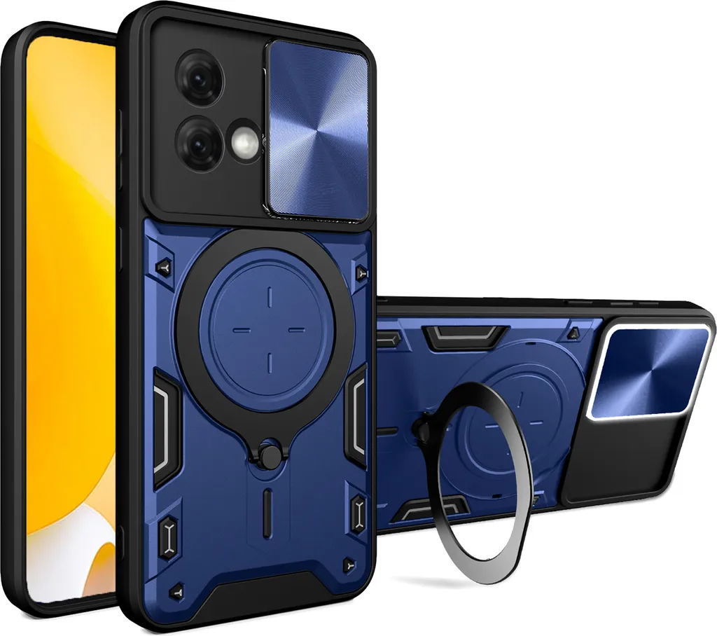 Custodia Blu Moto G84 con Supporto Anello: Pratica e Super Resistente