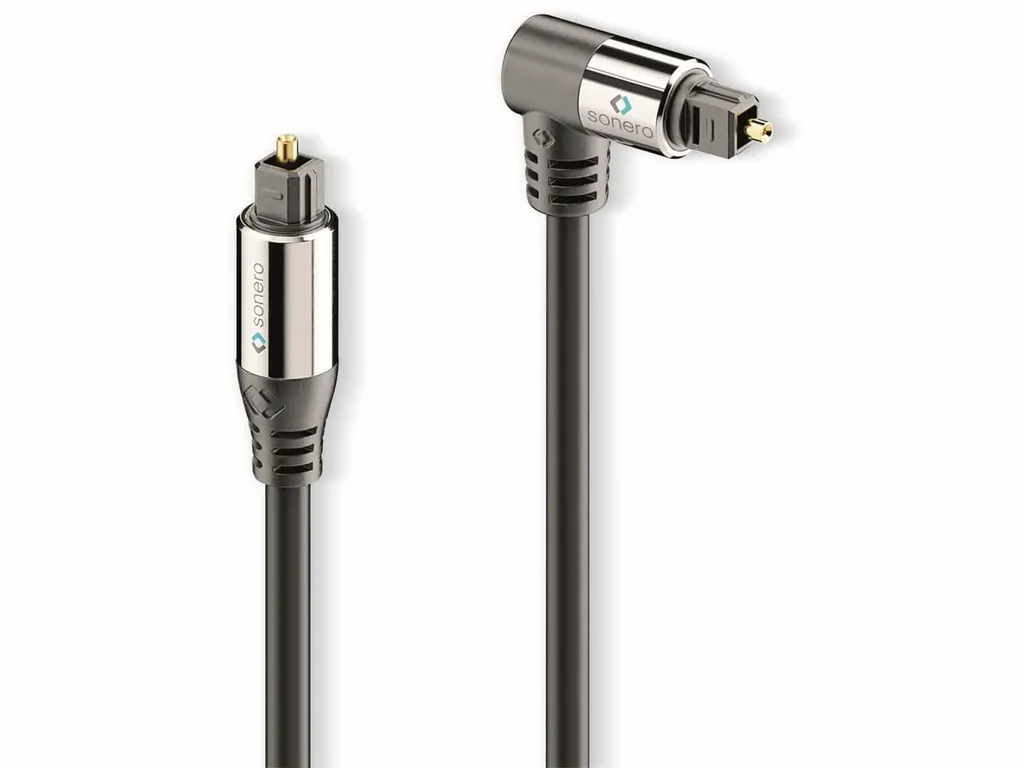 Câble à fibre optique SONERO 10m noir avec connecteur coudé à 90°