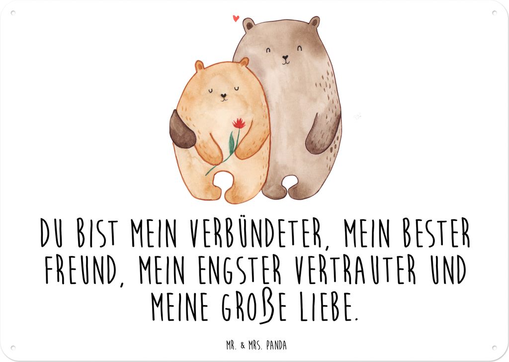 Mr. & Mrs. Panda tafel Bären Liebe DIN A3 - Weiß - Geschenk, Freundin, Türschild, Schild, Blume, Partner, Wandbild, Verknallt, Retro Blechschild...
