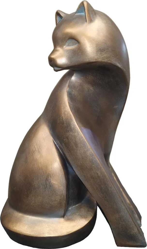 Statue Chat 60 cm Design - Sculpture Chat Doré et Coloré pour Intérieur