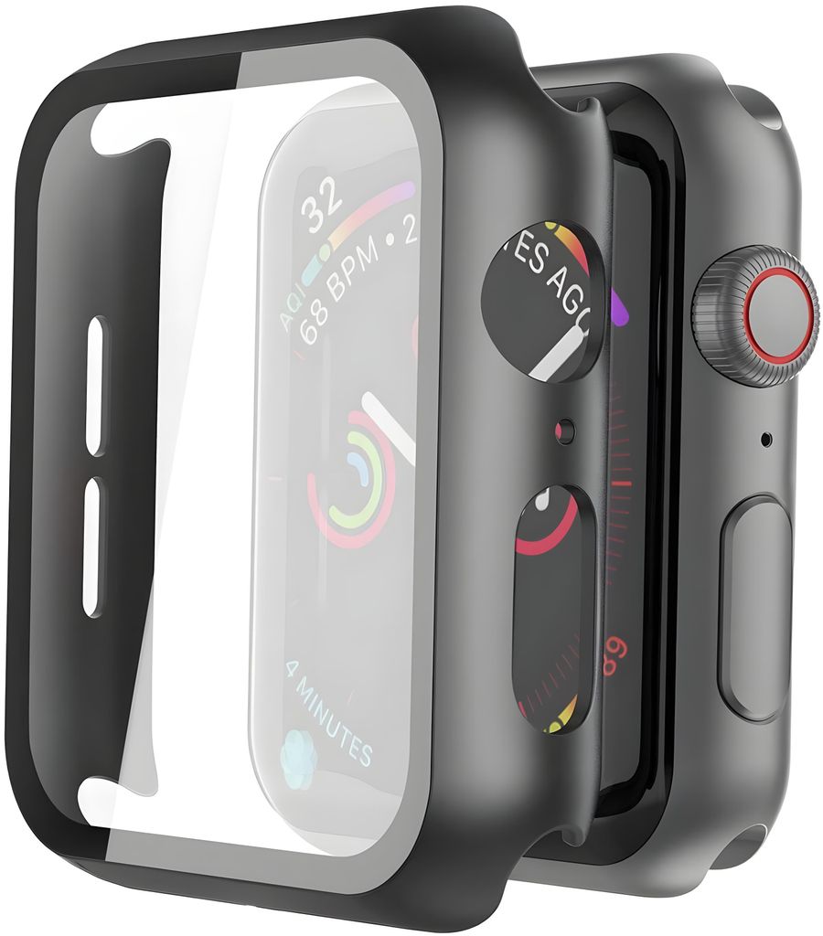 AVANA Schutzhülle für Apple Watch Series 9 / Series 8 / Series 7 41mm Hülle TPU Bumper iWatch Case 360° Full-Cover Displayschutz Schwarz