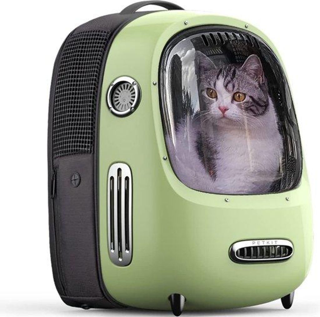 Hunde- und Katzenreise-Rucksack - Integrierte Lüftung und LED-Leuchte für gute Durchlüftung und geringes Gewicht. Grün, große Außenrucksackta...