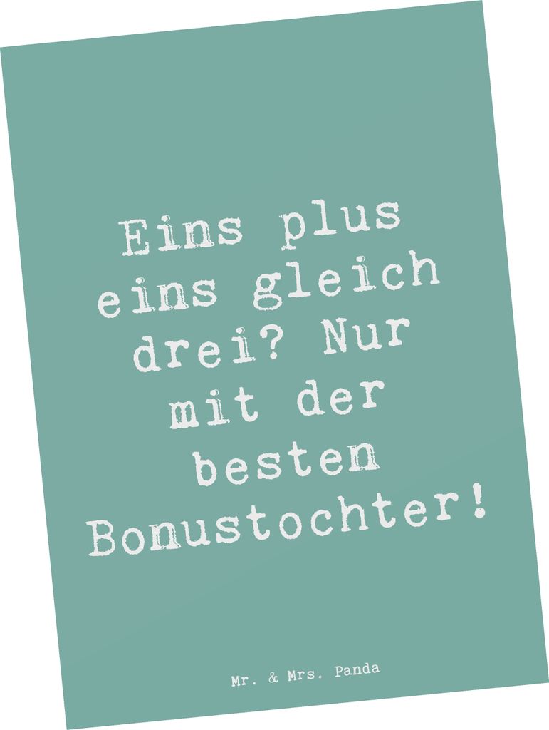 Mr. & Mrs. Panda Postkarte Spruch Beste Bonustochter - Meeresbrise - Geschenk, Ansichtskarten, Verwandte, Postkarten, einzigartige Designs, Lächel...