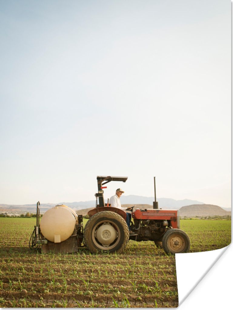 MuchoWow Poster Traktor - Landwirt - Berg 30x40 cm - Wandplakat - Poster Kinderzimmer