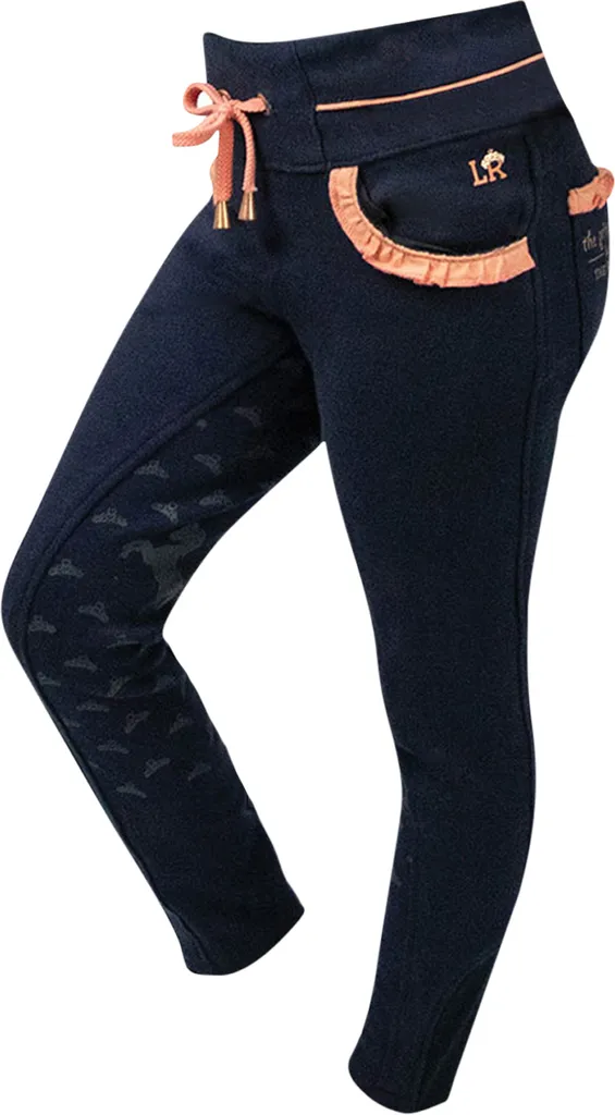 Culotte d'équitation fille Little Rider Bleu Marine et Pêche Taille 140