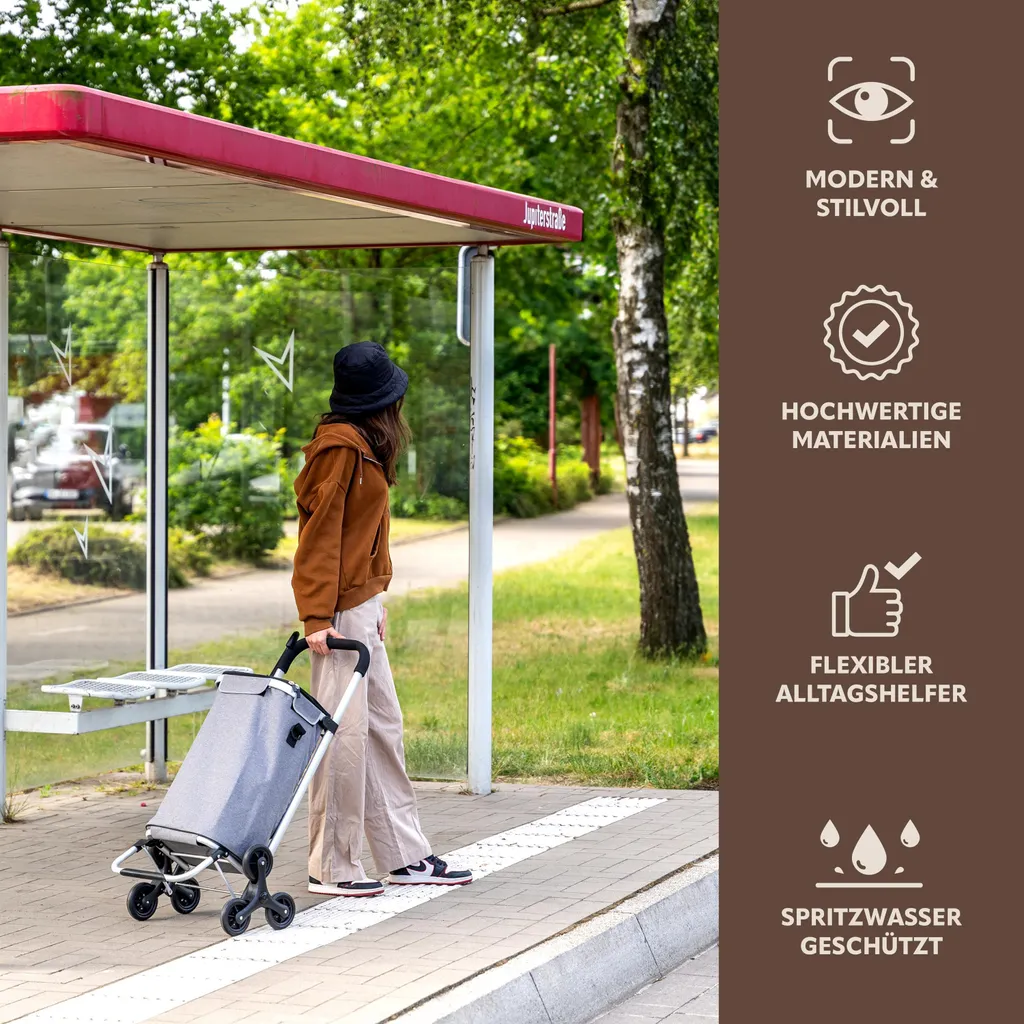 bremermann Chariot à main rouge - Poussette de marché pliable 40L - 4