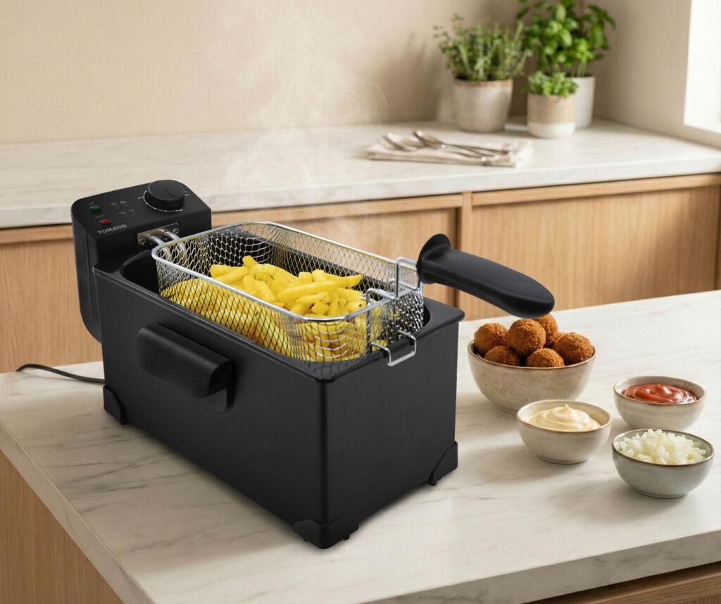 Frituurpan - friteuse - 3 liter - koude zone - 2200 watt Productafbeelding 