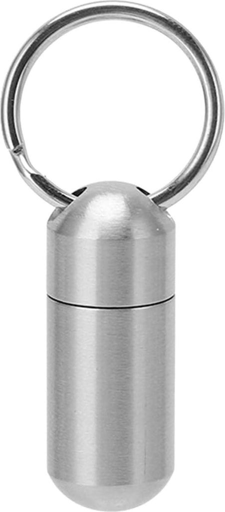 Edelstahl-Pillendose mit Schlüsselanhänger für unterwegs