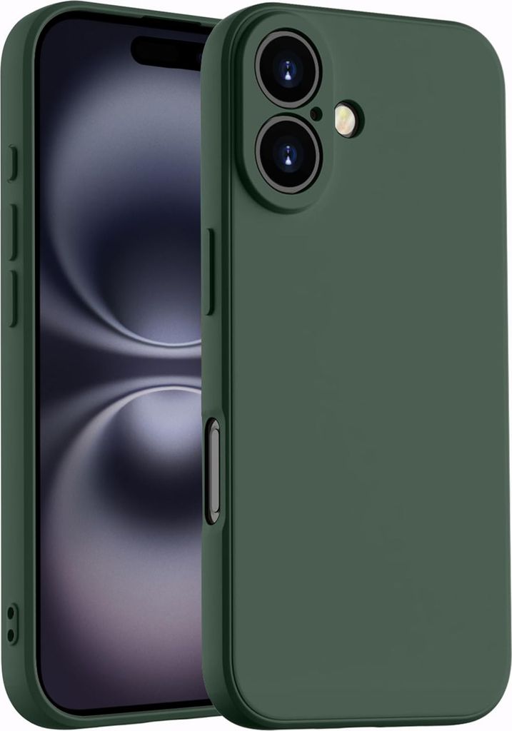 Hülle für iPhone 16 Slim Liquid Silikon Gel Gummi Stoßfest Schutzhülle Nachtgrün