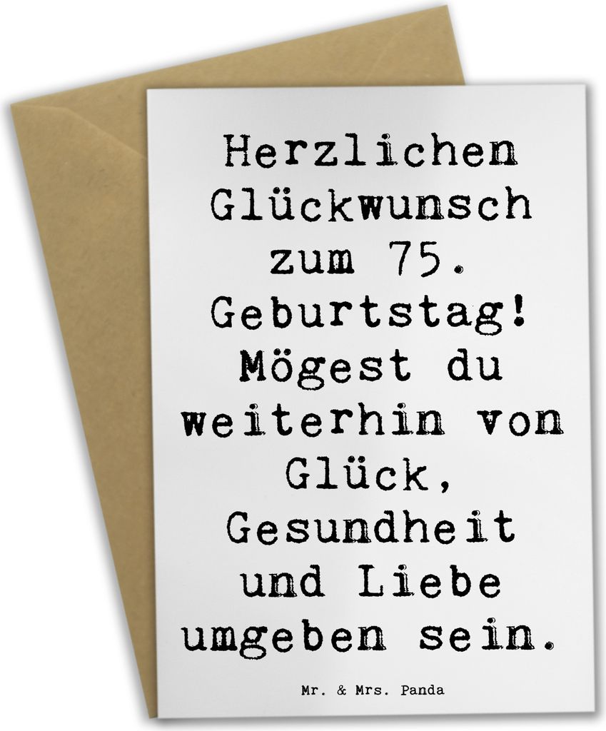 Mr. & Mrs. Panda babykarte Spruch 75. Geburtstag - Weiß - Geschenk, weihnachtskarten, Alter, Happy Birthday, Geburtstagsgeschenk, Meilenstein, Gru...