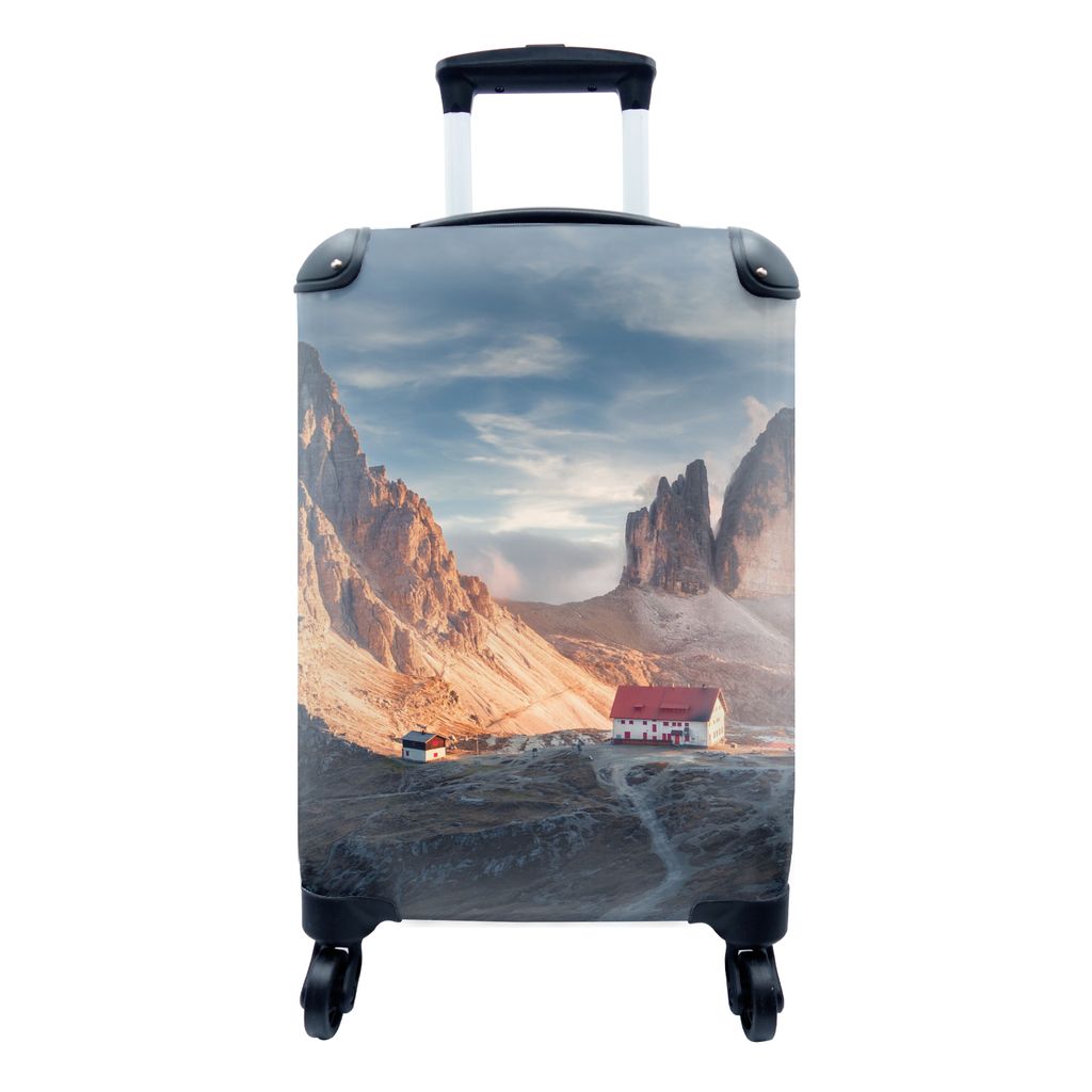 MuchoWow Koffer Handgepäck Trolley Rollkoffer Kleine Reisekoffer mit 4 Rollen - Haus - Berge - Landschaft - Cabin Size < 55x40x23 cm & 55x40x20 ...