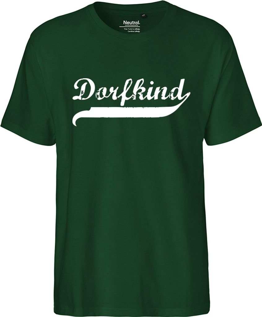 Hellweg Druckerei Männershirt Dorfkind Vintage Geschenk Mens T-Shirt Bottle Green Größe XL Bio Baumwolle Fairtrade Dorfkind Vintage Überraschung