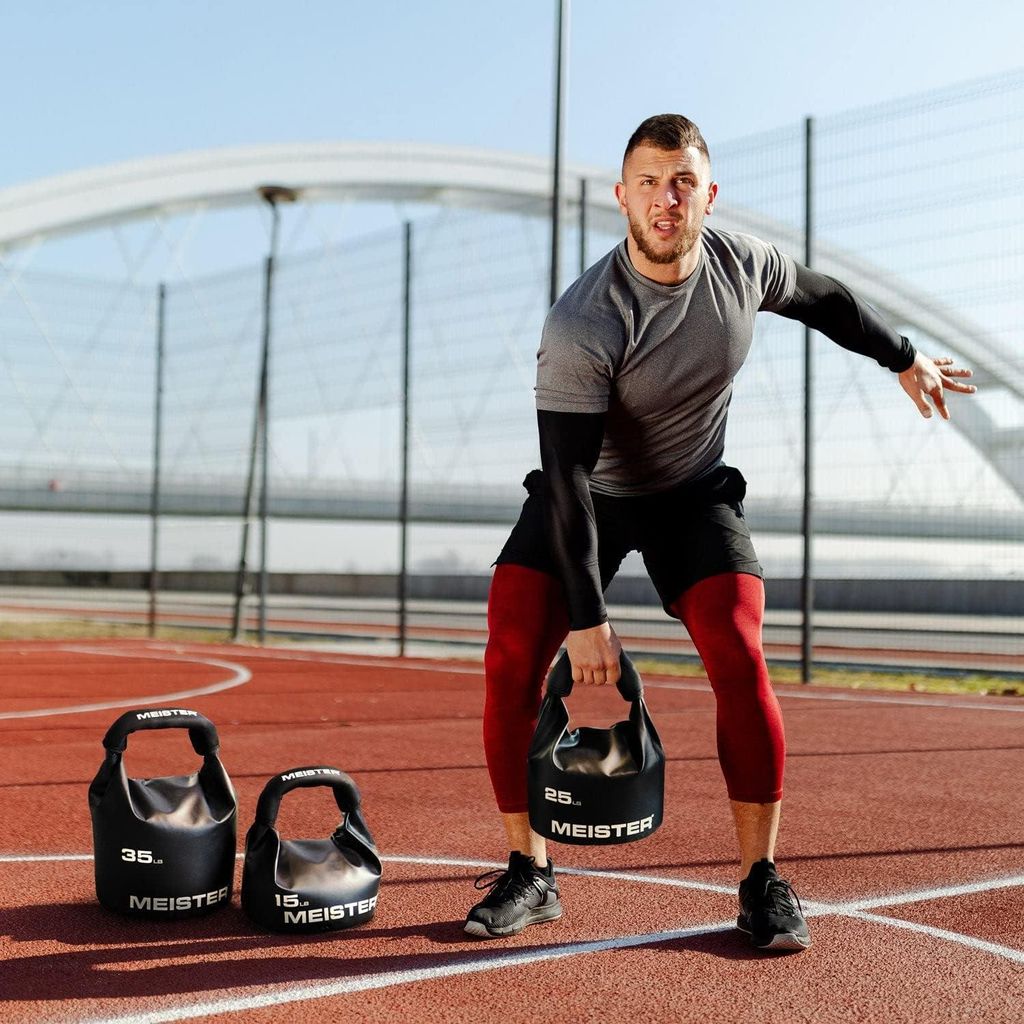 Tragbare Weiche Sand Kettlebell - Weicher Sandsack Gewicht 15lb 6,8kg Schwarz verstellbare Kettlebell