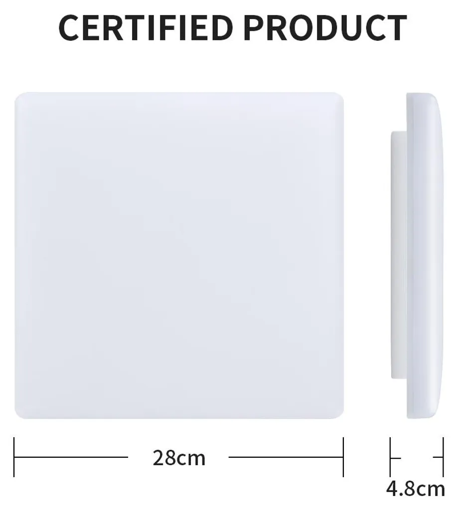 Plafonnier LED carré à gradation 3CCT - Éclairage modulable blanc 24W
