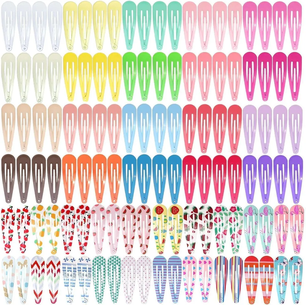 120 Barrettes Cheveux Fille en Métal 5cm Snap Pinces 40 Couleurs
