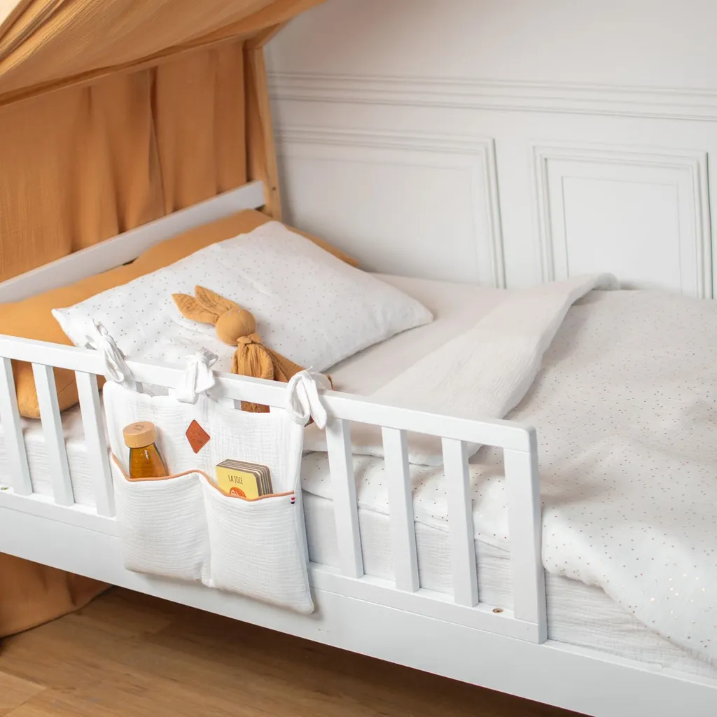 Linge de lit bébé complet 80x120 cm parure 2 pièces blanche à pois