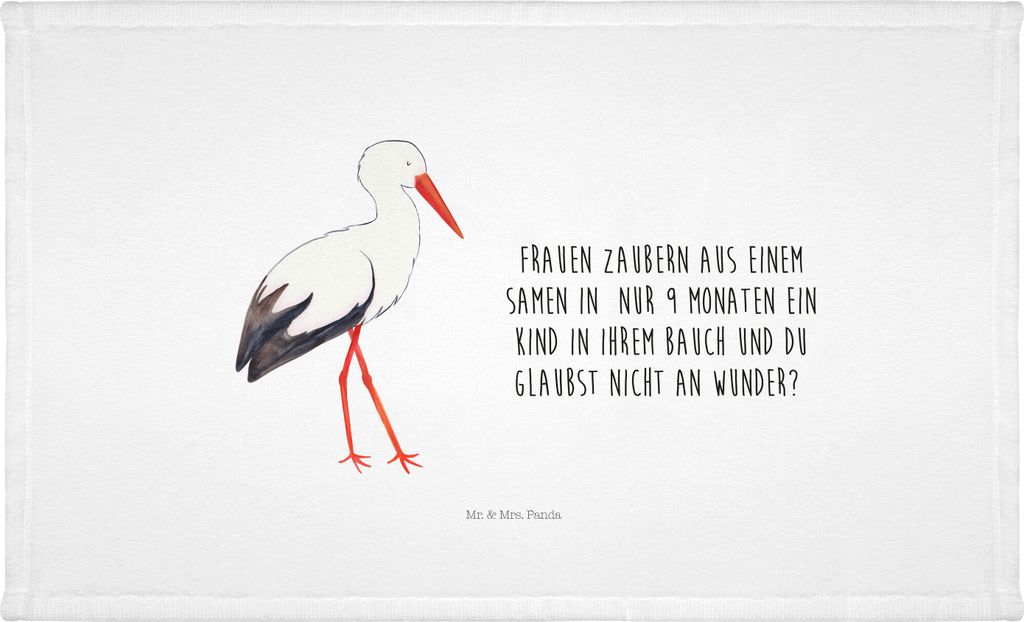 Mr. & Mrs. Panda Handtuch Storch - Weiß - Geschenk, Lustige Sprüche, frottee, Flauschtuch, Mutter, Schwangerschaft, Mütter, Baby, 50x100, gesich...