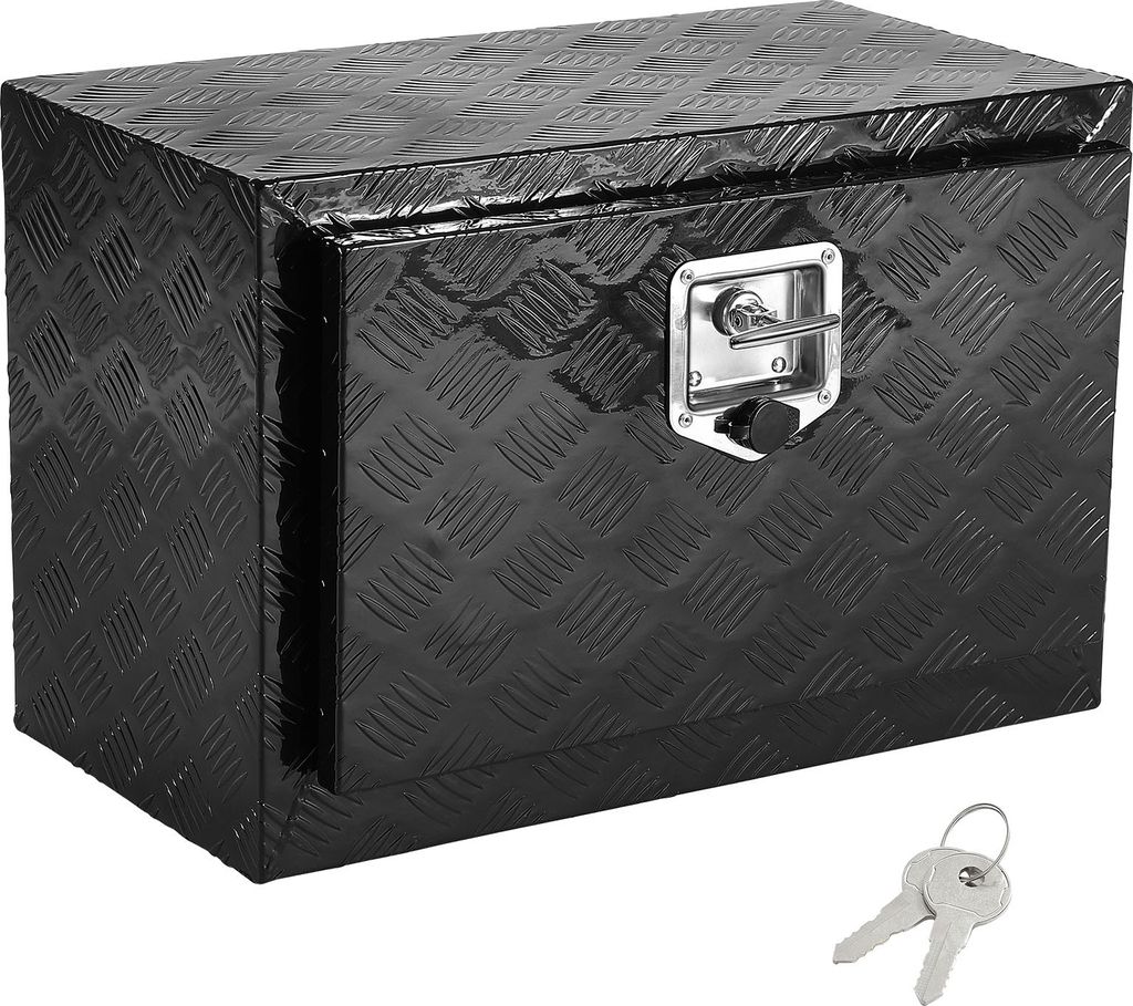 SucceBuy Unterboden-LKW-Box, 61 x 35,6 x 40,6 cm, robuste Werkzeugkiste aus Aluminium mit Diamantplatte, Schloss und Schlüssel, wasserdichte Aufbe...