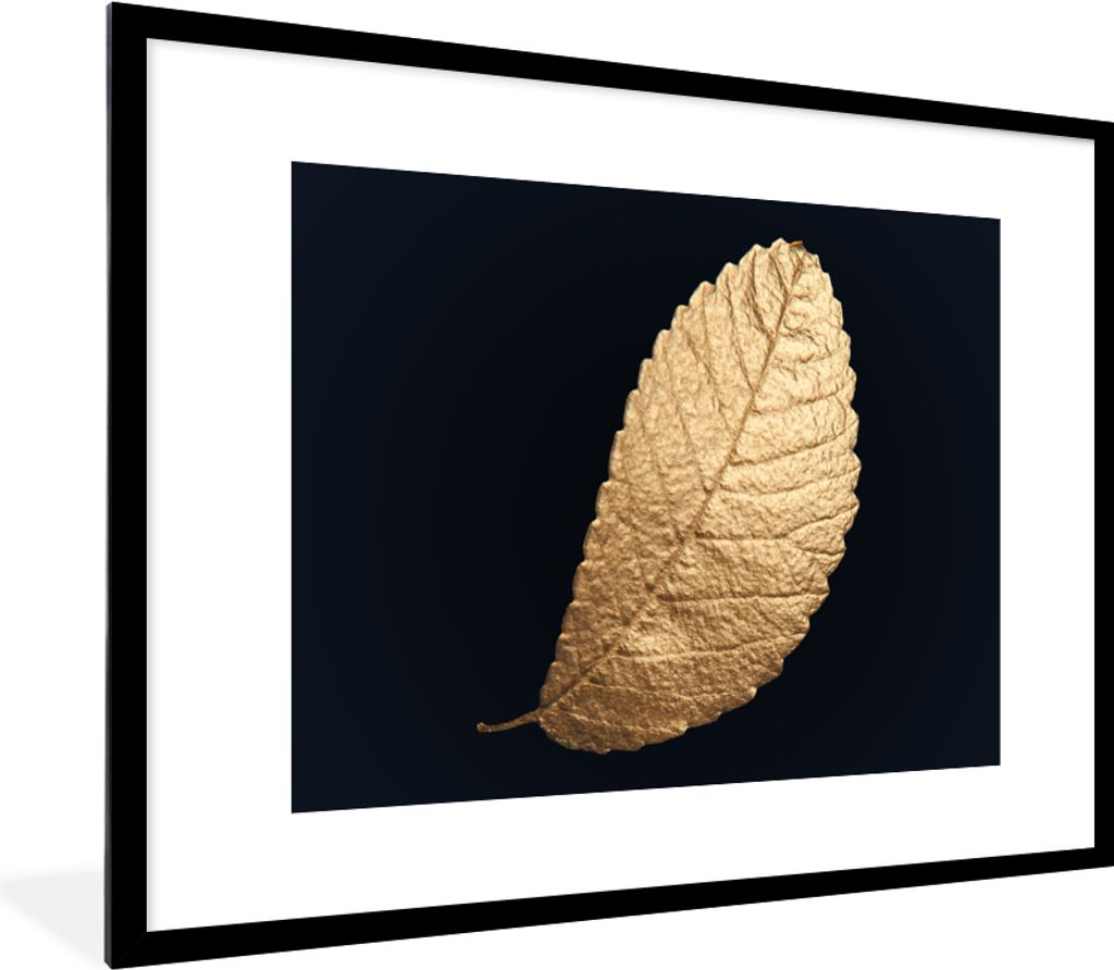 MuchoWow® Gerahmtes Poster Gold - Blätter - Schwarz - Produktbild 