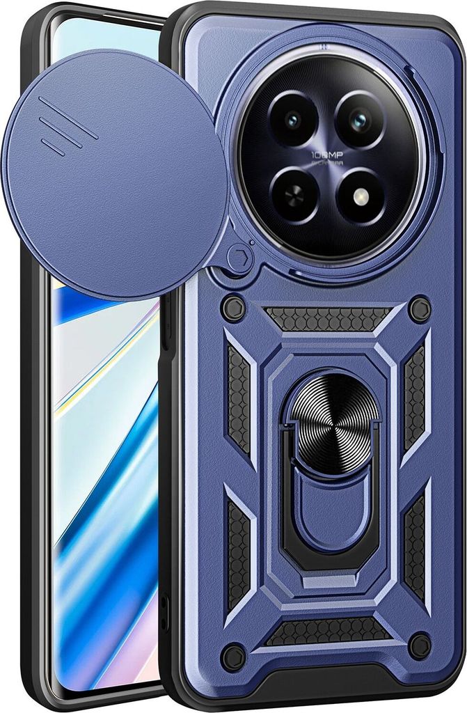 Hülle für Realme 12 Magnetische Ring Ständer Halter Dia Kameraschutz TPU Bumper Silikon Schutzhülle Blau