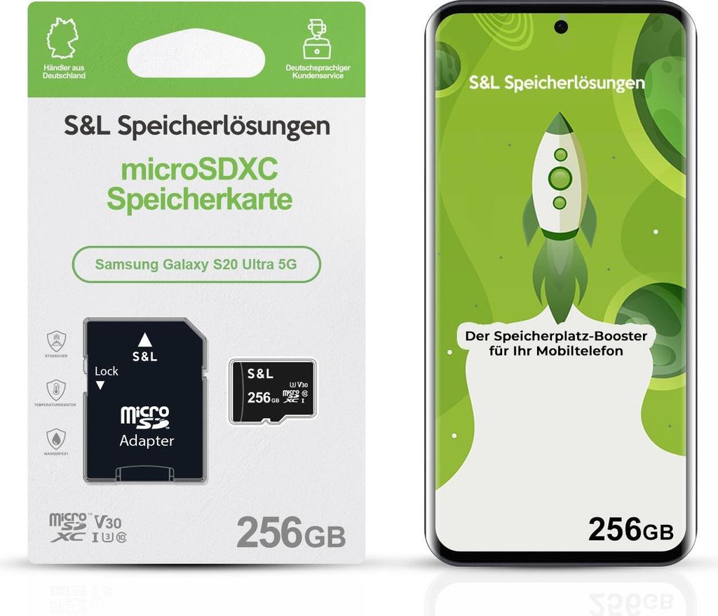 microSD Speicherkarte S&L für Samsung Galaxy S20 Ultra 5G - Speicherkapazität: 256 GB