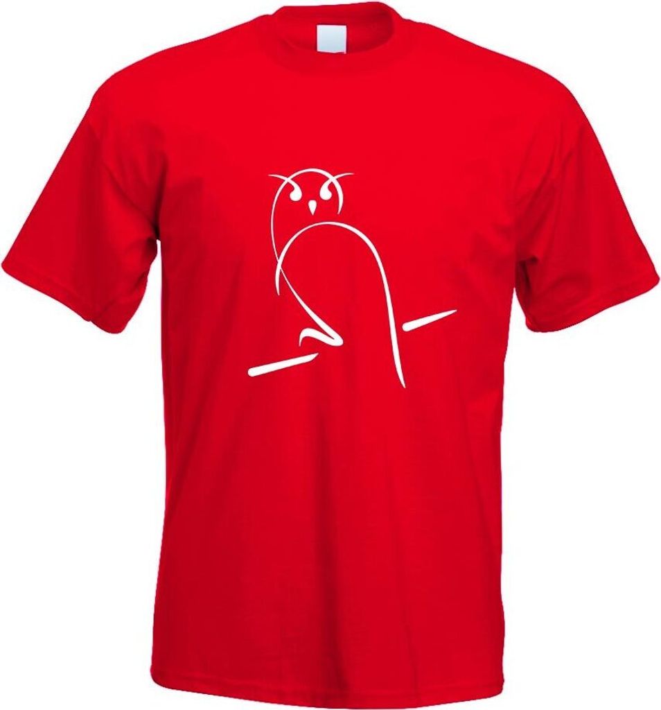 Kiwistar - T-Shirt - rot - Eule Motiv Bedruckt Funshirt Design Print - mit Motiv Bedruckt - Funshirt Design - Sport - Freizeit - Herren - M