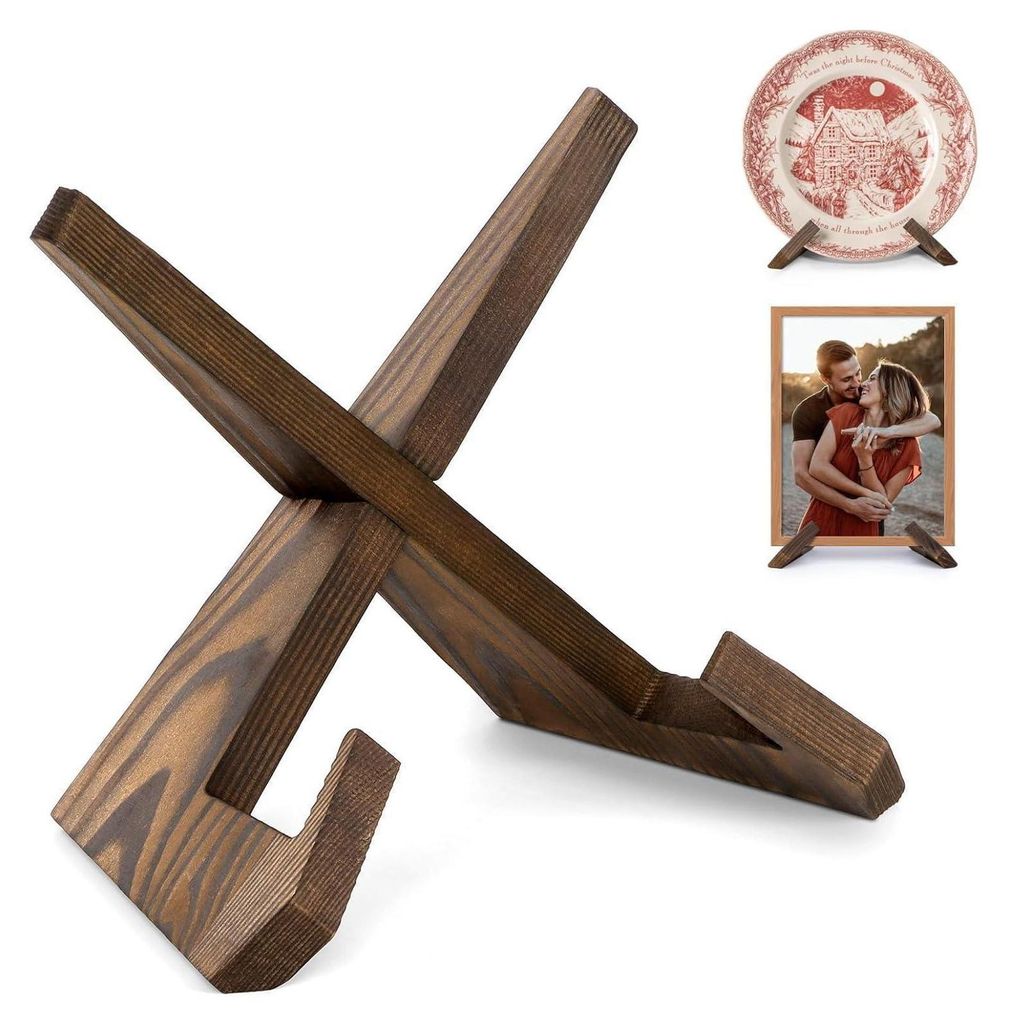 ANBOXIT Tellerständer 6.5 Zoll Holz Bilderrahmen Deko Produktbild 