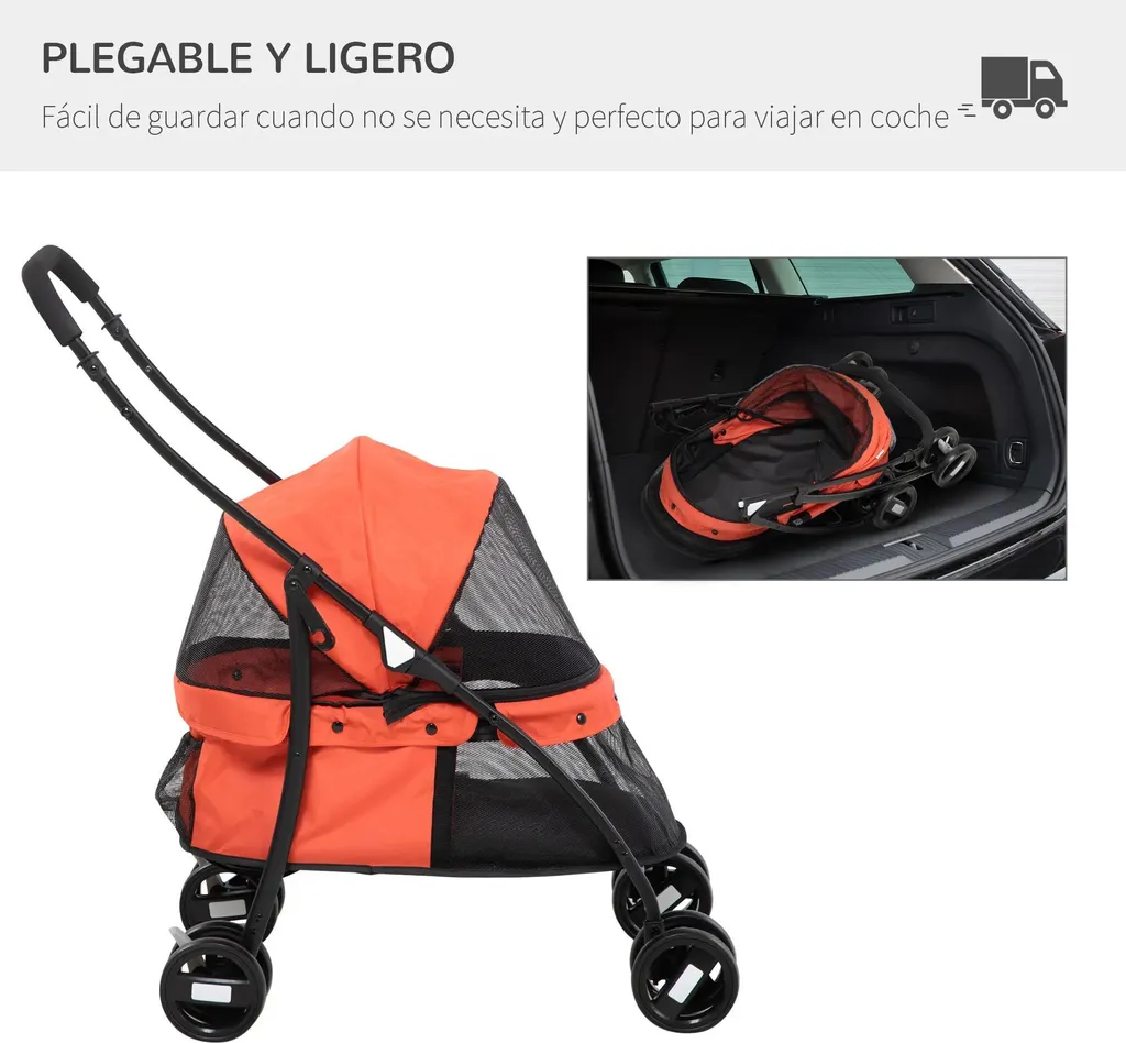 Poussette pour chiens fatigués ou âgés - Buggy pliable acier 10 kg - 6