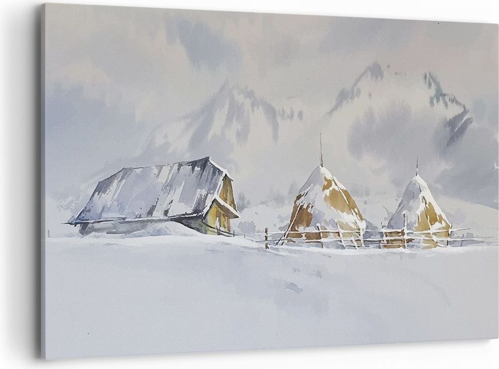 Bild auf Leinwand - Leinwandbild - Einteilig - Haus Berge Produktbild 