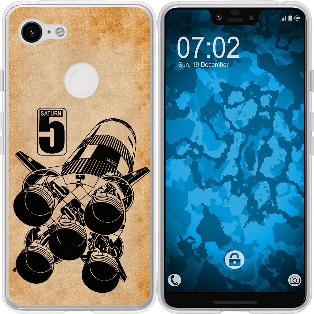 PhoneNatic Case kompatibel mit Google Pixel 3 XL Silikon-Hülle Space Moon Rocket M3