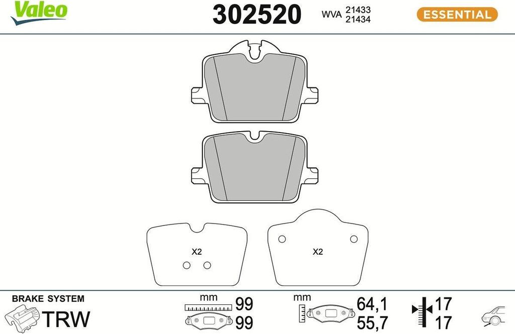VALEO Bremsbeläge Satz Hinten für BMW 3 Touring (G21) 302520