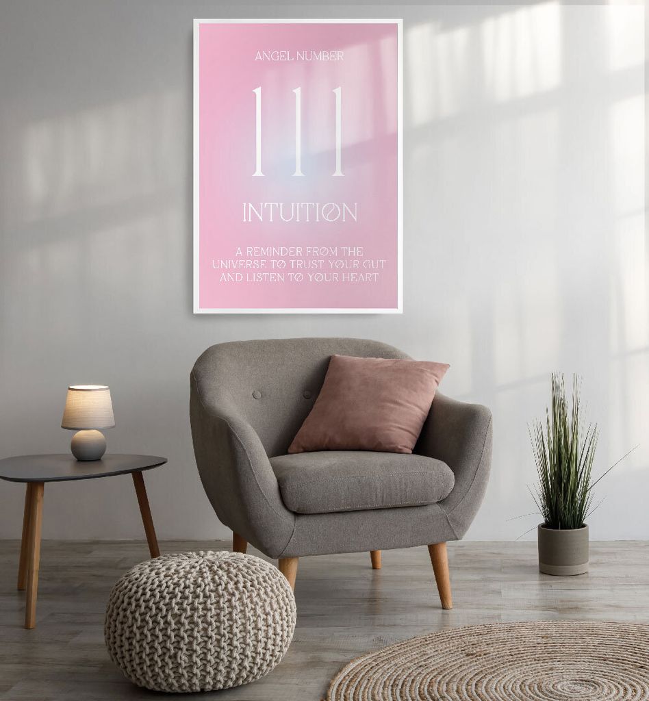 Poster Aura Engelszahlen 111 Intuition, groesse_poster:21x30 cm, groesse_rahmen:birke 21x30 cm