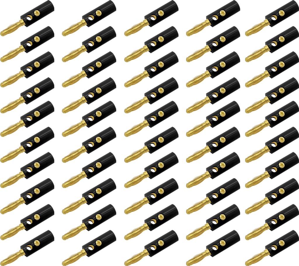 10x ARLI Bananenstecker schwarz vergoldet bis 4 mm² Lautsprecherkabel