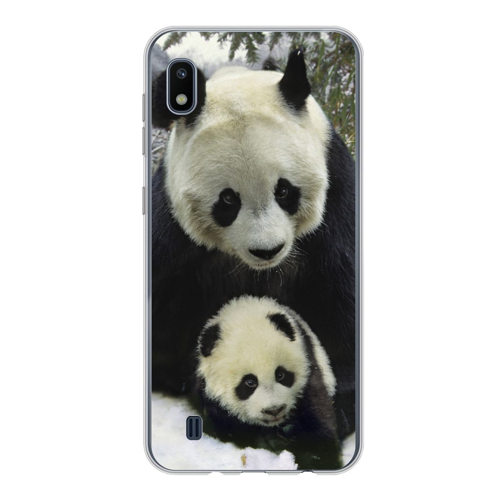 MuchoWow Handyhülle Schutzhülle Hülle für Samsung Galaxy A10 Panda - Jungtier - Schnee Silikon Softcase Handy Hülle - Schutzhülle