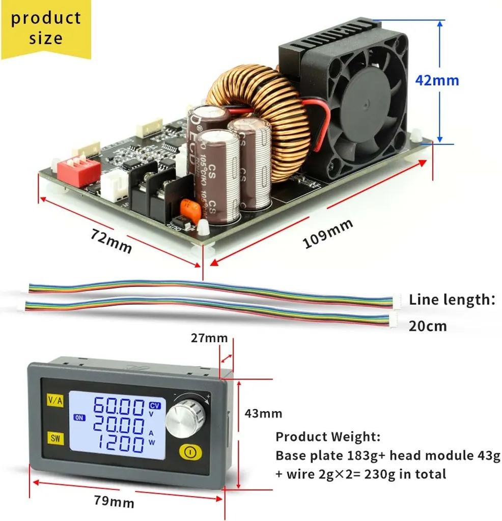 Plaque de base alimentation 20A 1200W à tension et courant constant - 6