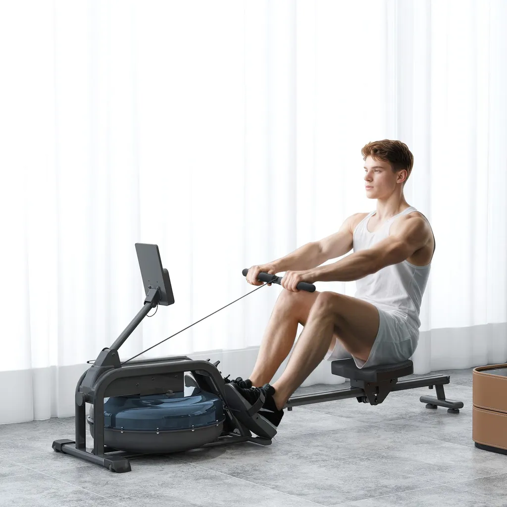 Rameur de musculation à résistance à eau avec Écran LCD SPORTNOW - 2