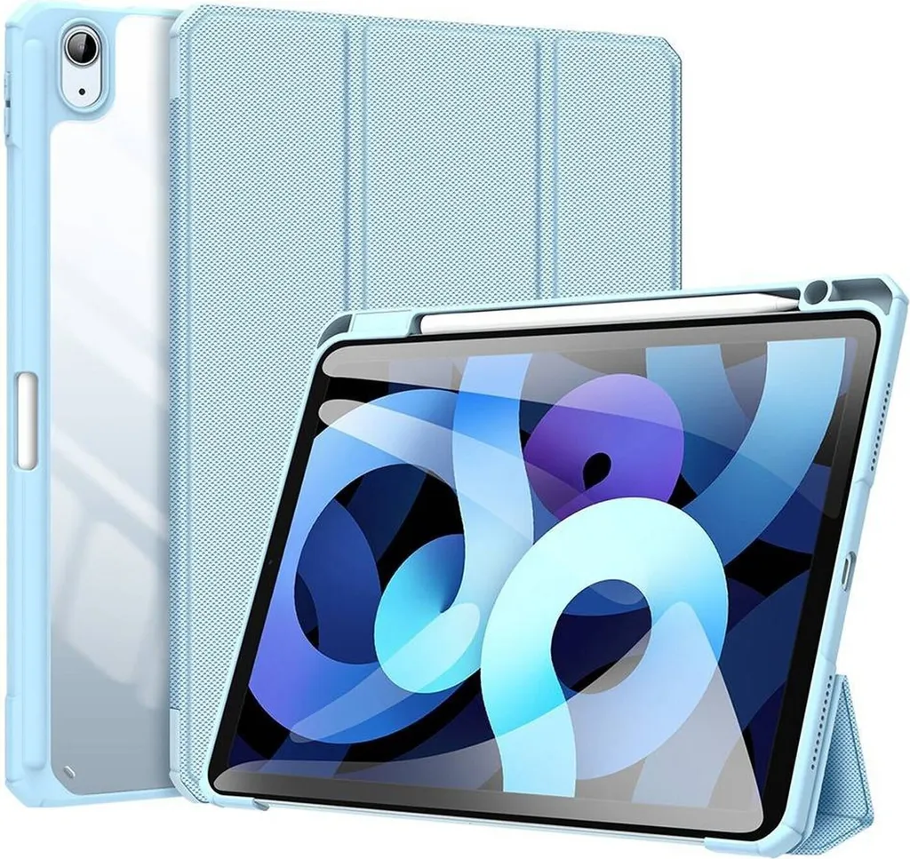Dux Ducis Toby Eco-Leather Tablet Leather Case Shell Cover per iPad Air 4 10.9" con funzione Smart-Sleep Wake-Up Pen Holder Custodia protettiva Blu