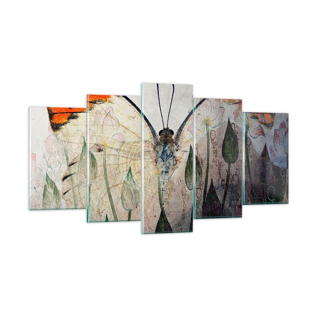 Bilder auf glas - Schmetterling Abstraktion - 160x85cm - Glasbilder - Wandbilder - Kunstdruck - zum Aufhängen bereit - Wanddekoration aus Glas - G...