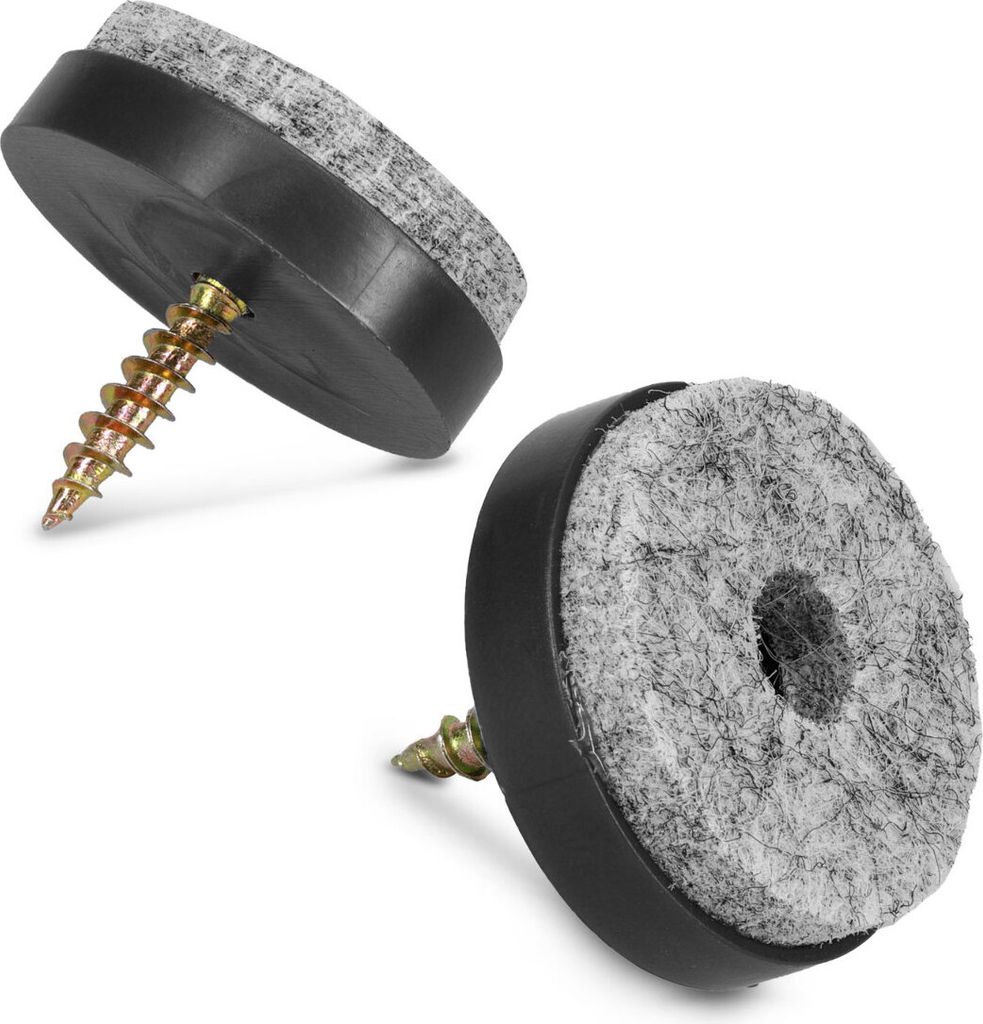 Navaris 50x Filzgleiter mit Schraube Stuhlgleiter - Bodenschutz Gleiter 28mm rund - Schutz für Möbel Stühle Parkett Laminat - Möbelgleiter Schwarz