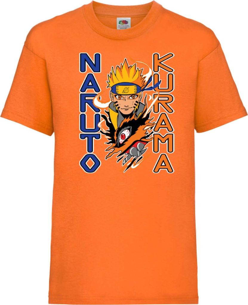 Kinder T-Shirt Japan Animation Manga Anime Comics Naruto Kurama Var-049 Kurama Demon Fox, 9-11 Jahr - 140 / Orange