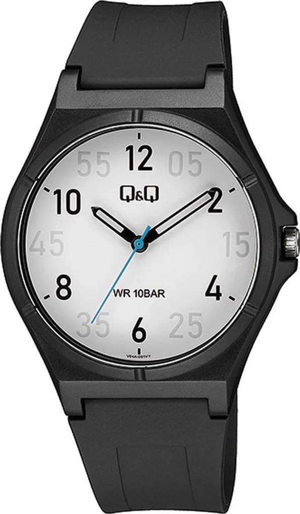 Montre Q&Q V04A-001VY : Bracelet en Silicone Noir et Cadran Minimaliste
