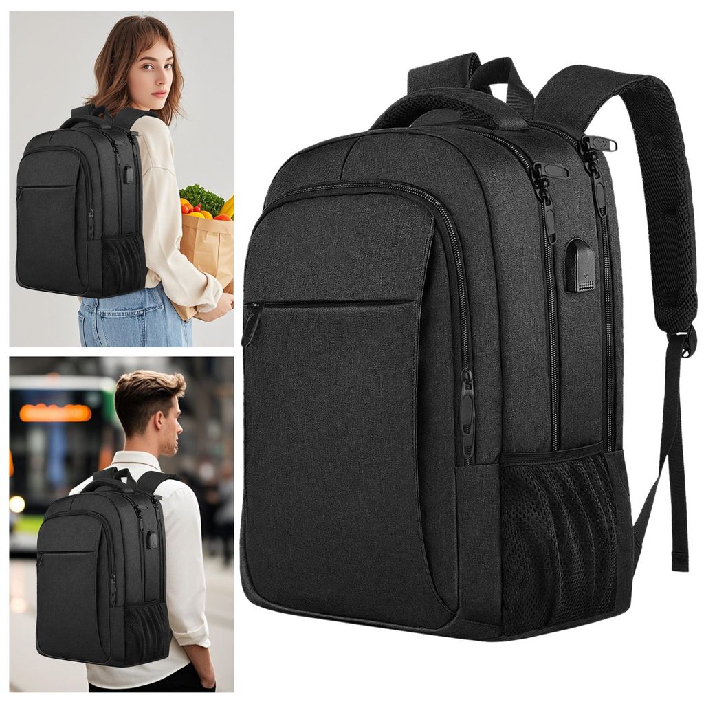 MODFU Reise-Laptop-Rucksack, übergroßer Business-Rucksack mit USB-Ladeanschluss, wasserdichte Computertasche, Männer- und Frauenarbeits-Anti-Die...