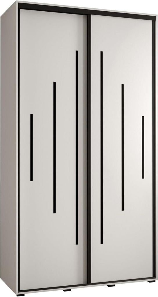 MEBLE KRYSPOL Davos 12 Schrank, zwei Türen - 235,2x130x45 cm - Weiß Weiß Schwarz