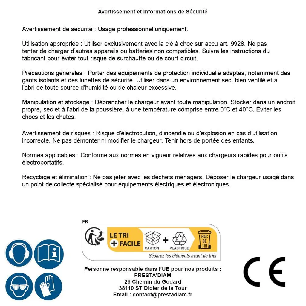 Chargeur Rapide D-Work pour Clé à Choc sur Accu - Format Compact 14cm - 6