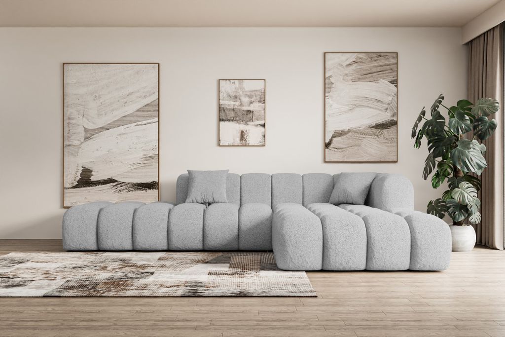 ALTDECOR Ecksofa in L-Form OLEA-L2 - 289x176x71 cm Hellgrau - Corner Sofa Bett Eckcouch Couch Wohnlandschaft Cauchsofa